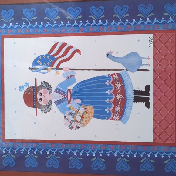 Patriotic Folk Art Numbered 81/750 Signed by Donna Moses - Picture 6 of 9